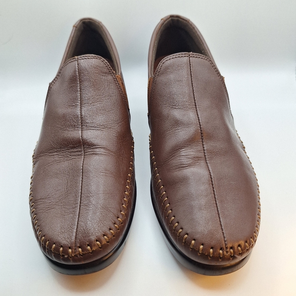 S.A.S Brown Leather Slip-On Women's Loafers